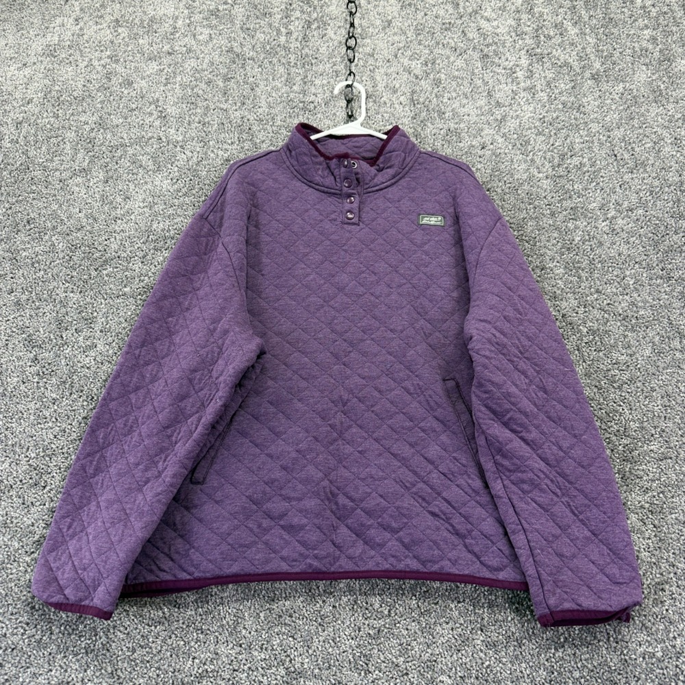 Eddie Bauer Pullover Womens 3X Purple Quilted Snap Neck Sweatshirt